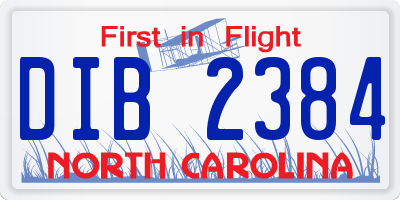 NC license plate DIB2384
