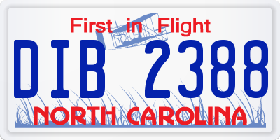 NC license plate DIB2388