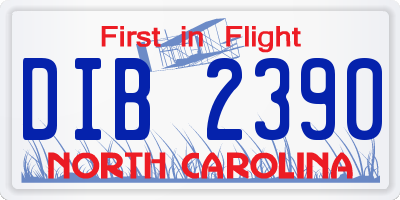 NC license plate DIB2390