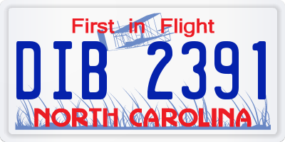 NC license plate DIB2391