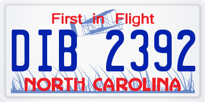 NC license plate DIB2392