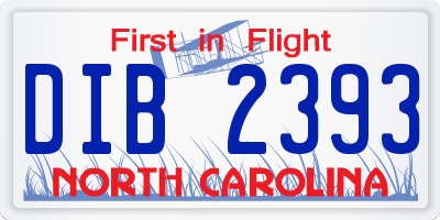 NC license plate DIB2393