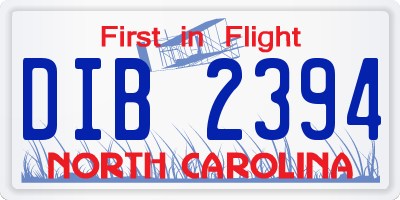 NC license plate DIB2394