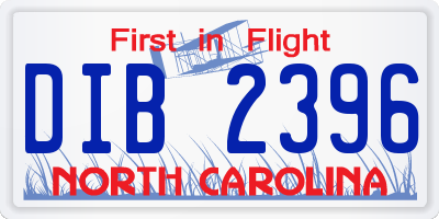 NC license plate DIB2396