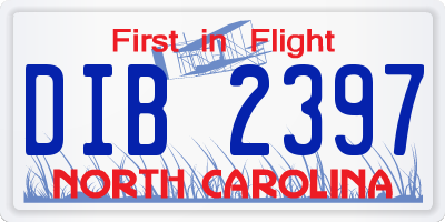 NC license plate DIB2397