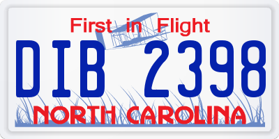 NC license plate DIB2398