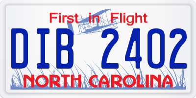 NC license plate DIB2402