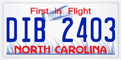 NC license plate DIB2403