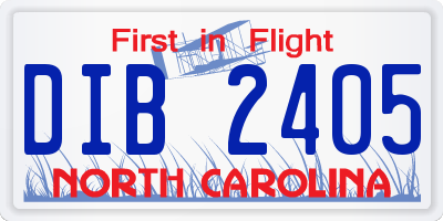NC license plate DIB2405