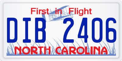 NC license plate DIB2406