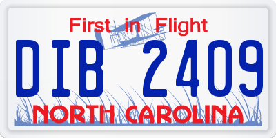NC license plate DIB2409