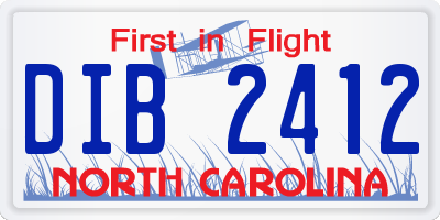 NC license plate DIB2412
