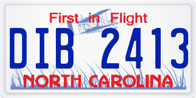 NC license plate DIB2413