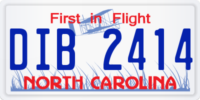 NC license plate DIB2414
