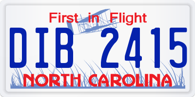 NC license plate DIB2415