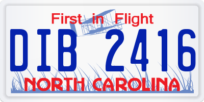 NC license plate DIB2416