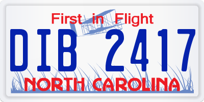 NC license plate DIB2417