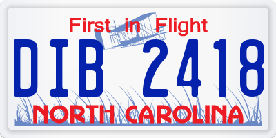 NC license plate DIB2418