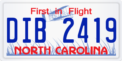 NC license plate DIB2419