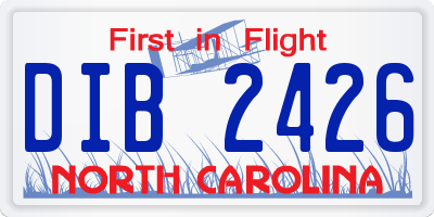 NC license plate DIB2426