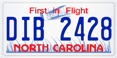 NC license plate DIB2428