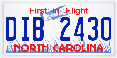 NC license plate DIB2430
