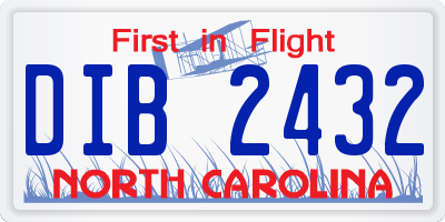 NC license plate DIB2432