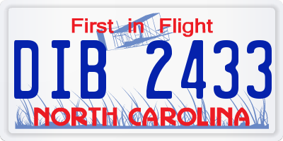 NC license plate DIB2433