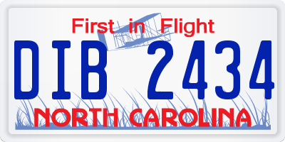 NC license plate DIB2434