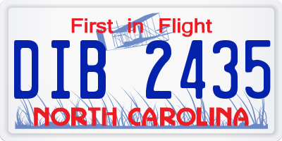 NC license plate DIB2435