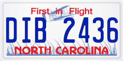 NC license plate DIB2436