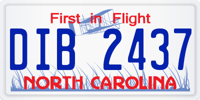 NC license plate DIB2437