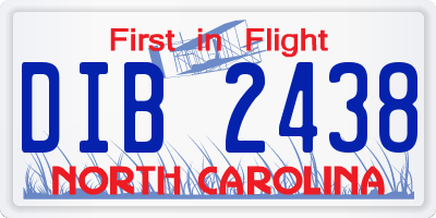 NC license plate DIB2438