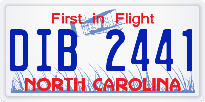NC license plate DIB2441