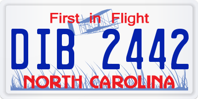 NC license plate DIB2442