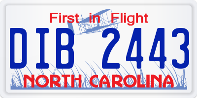 NC license plate DIB2443