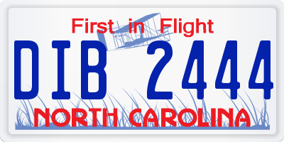 NC license plate DIB2444