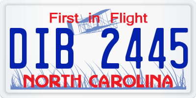 NC license plate DIB2445