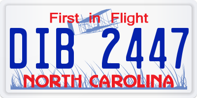 NC license plate DIB2447
