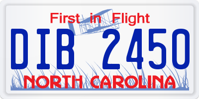 NC license plate DIB2450