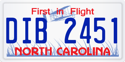 NC license plate DIB2451