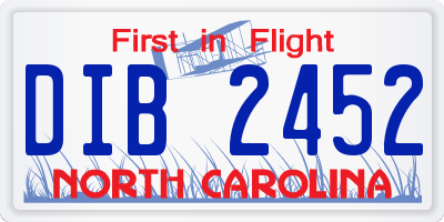 NC license plate DIB2452
