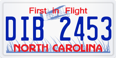 NC license plate DIB2453