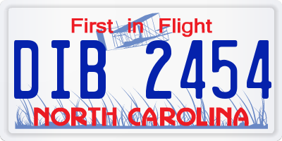 NC license plate DIB2454