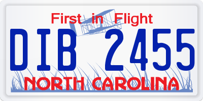 NC license plate DIB2455