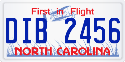 NC license plate DIB2456