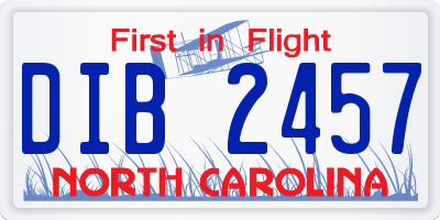 NC license plate DIB2457