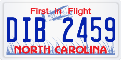 NC license plate DIB2459
