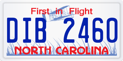 NC license plate DIB2460
