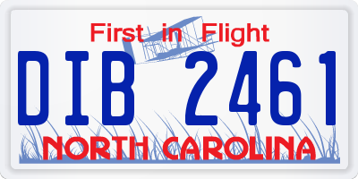 NC license plate DIB2461